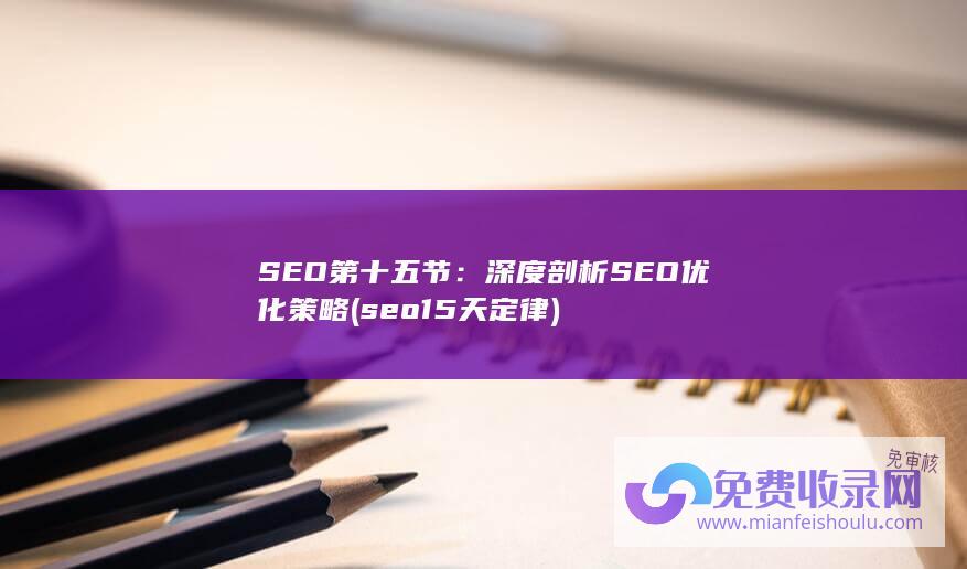 SEO第十五节：深度剖析SEO优化策略 (seo15天定律)